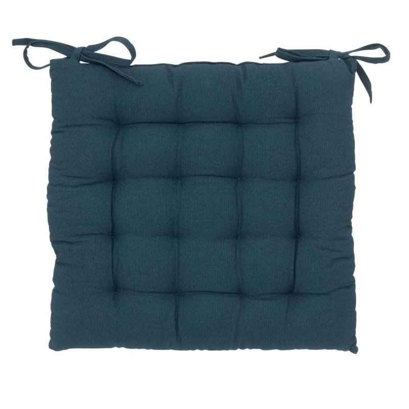 Assise de chaise matelassée coton 38 x 38 cm bleu