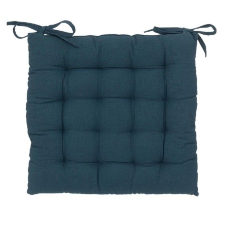 Assise de chaise matelassée coton 38 x 38 cm bleu