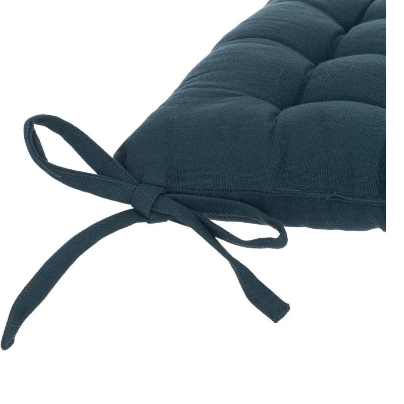 Assise de chaise matelassée coton 38 x 38 cm bleu