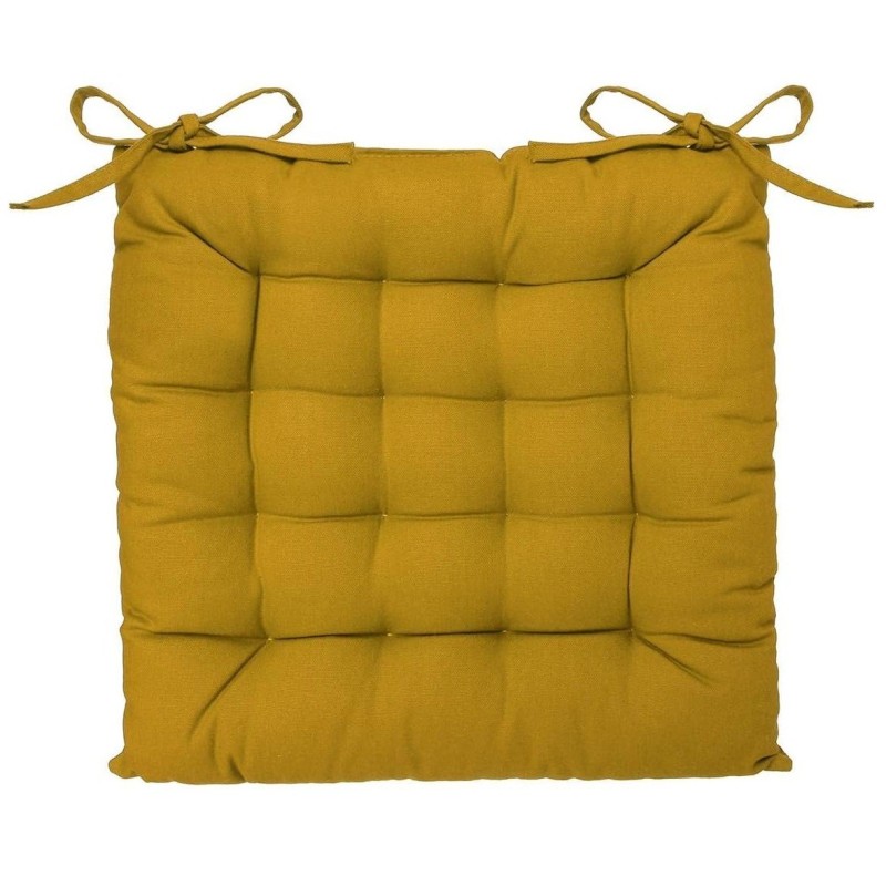 Assise de chaise matelassée coton 38 x 38 cm ocre