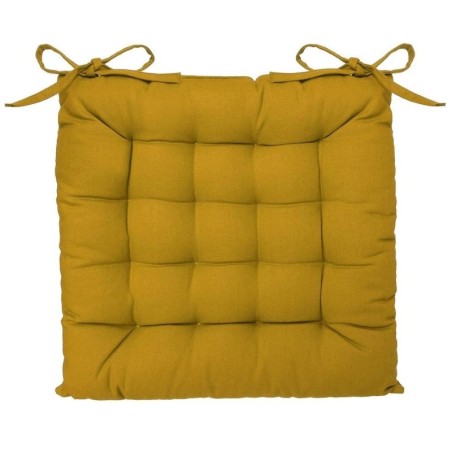 Assise de chaise matelassée coton 38 x 38 cm ocre