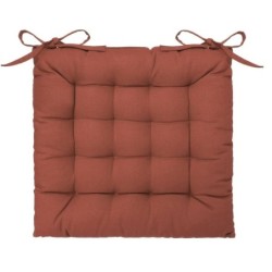Assise de chaise matelassée coton 38 x 38 cm terracotta