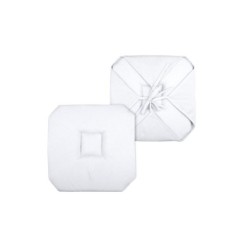 Coussin galette de chaise 4 rabats 40x40cm blanc chinee