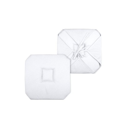 Coussin galette de chaise 4 rabats 40x40cm blanc chinee