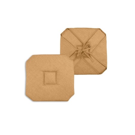 Coussin galette de chaise 4 rabats 40x40cm camel chinee