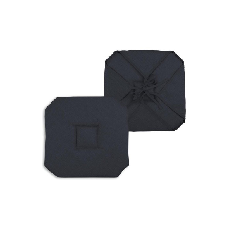 Coussin galette de chaise 4 rabats 40x40cm charbon chinee