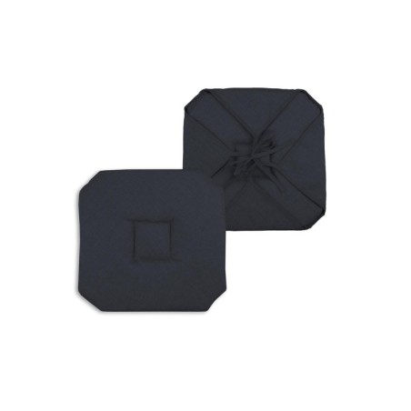 Coussin galette de chaise 4 rabats 40x40cm charbon chinee