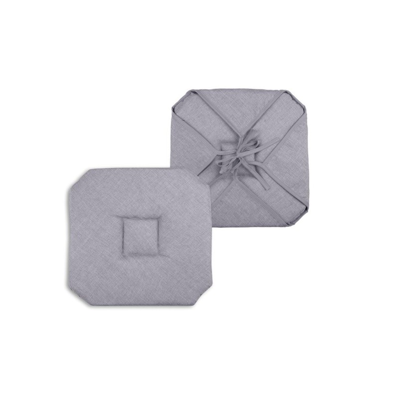 Coussin galette de chaise 4 rabats 40x40cm gris chinee