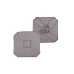 Coussin galette de chaise 4 rabats 40x40cm taupe chinee