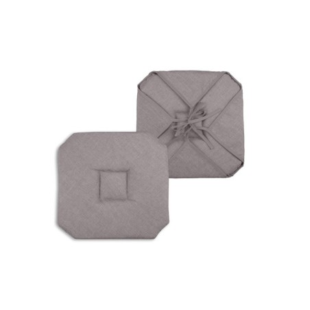 Coussin galette de chaise 4 rabats 40x40cm taupe chinee