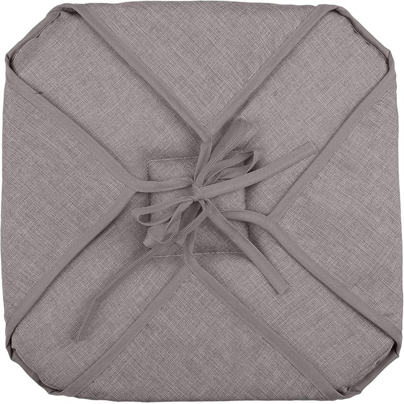 Coussin galette de chaise 4 rabats 40x40cm taupe chinee