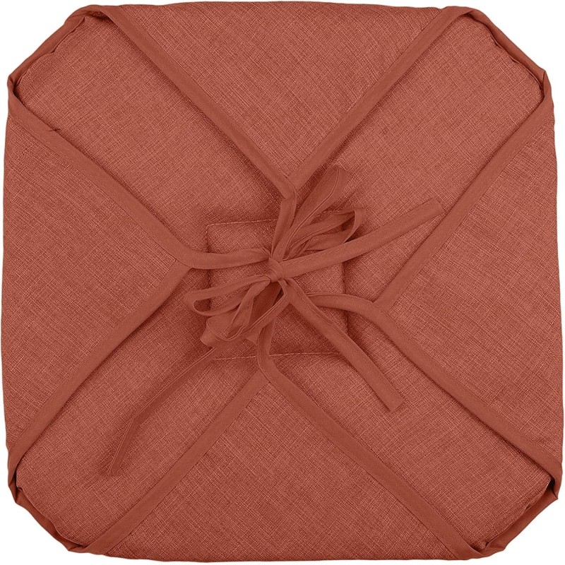 Coussin galette de chaise 4 rabats 40x40cm terracotta chinee