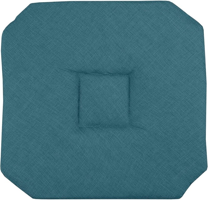 Coussin galette de chaise 4 rabats 40x40cm turquoise chinee