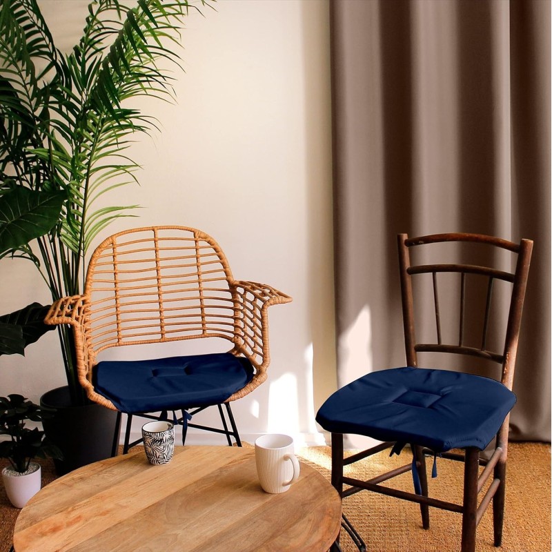 Coussin galette de chaise 40 x 40 cm Basique bleu marine