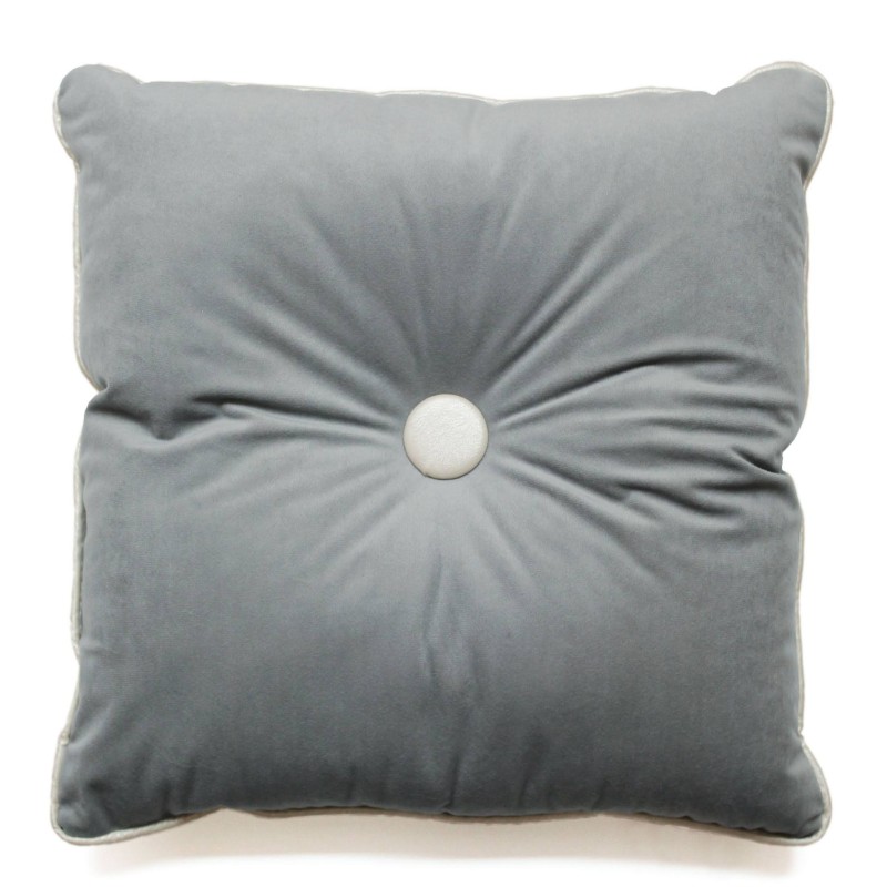 Coussin Passepoil velours uni Energy Gris 40 x 40 cm