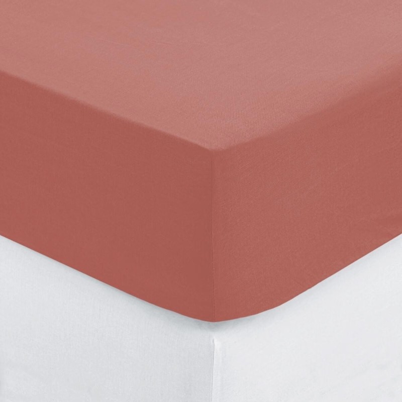 Drap housse coton uni 140 x 190 cm Couleur moderne blush