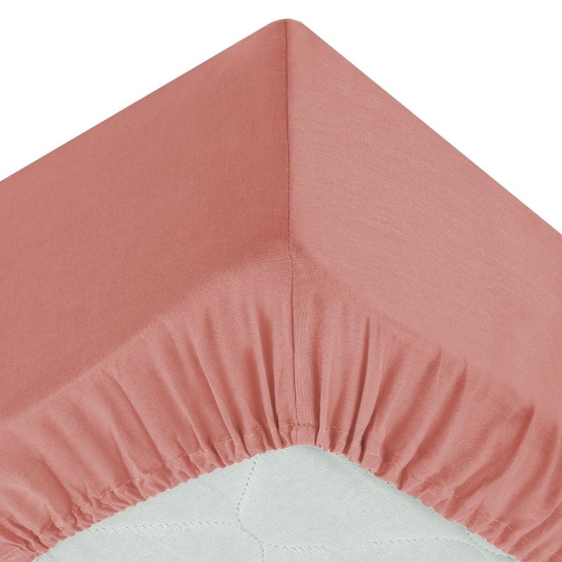 Drap housse coton uni 140 x 190 cm Couleur moderne blush