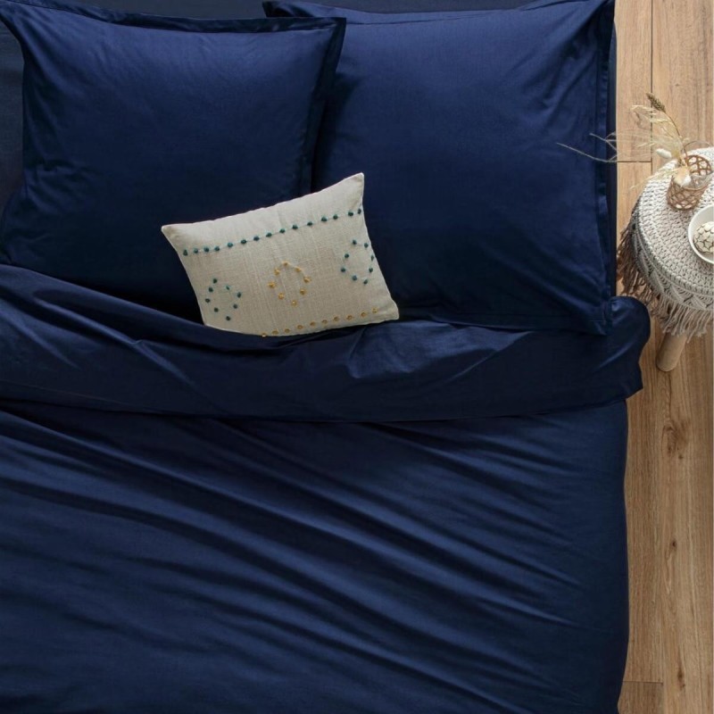 Drap housse coton uni 140 x 190 cm Couleur moderne encre