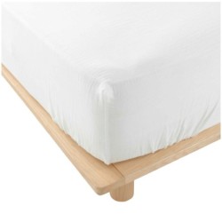Drap housse en gaze de coton 140 x 190 cm Tendance uni blanc