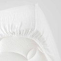 Drap housse en gaze de coton 140 x 190 cm Tendance uni blanc