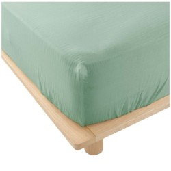 Drap housse en gaze de coton 140 x 190 cm Tendance uni vert sauge