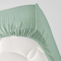 Drap housse en gaze de coton 140 x 190 cm Tendance uni vert sauge
