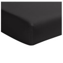 Drap housse en percale de coton lavé 140 x 190 cm Noir minuit