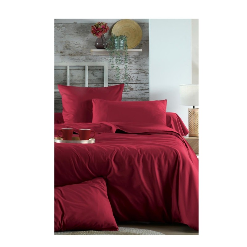 Drap housse percale de coton 140 x 200 cm Rouge