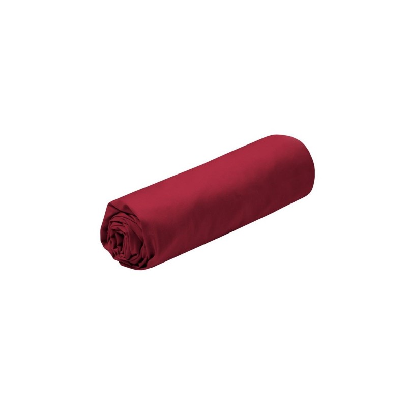 Drap housse percale de coton 160 x 200 cm Rouge