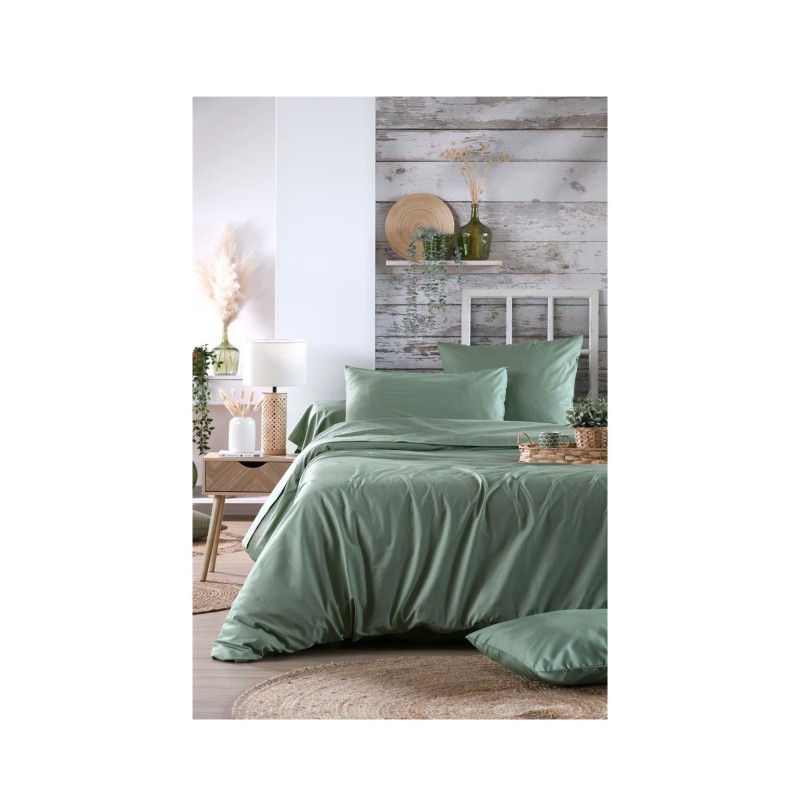 Drap housse percale de coton 160 x 200 cm Vert