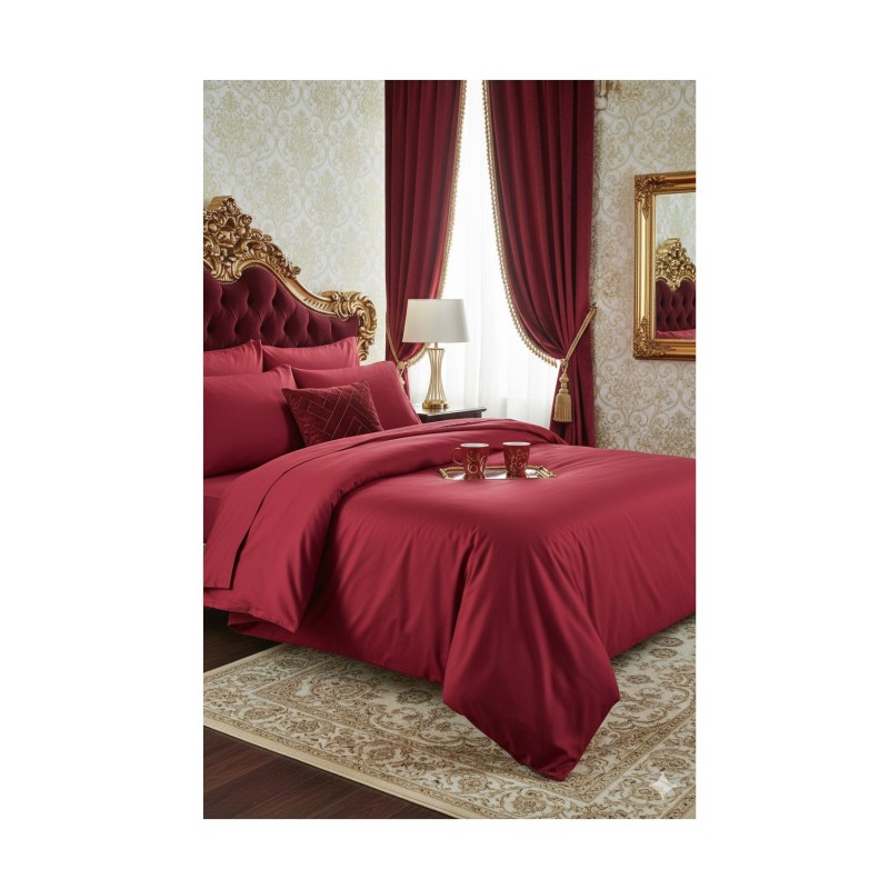 Drap housse percale de coton 180 x 200 cm Rouge