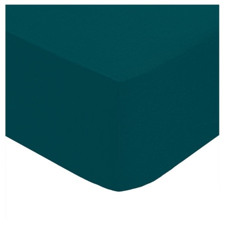 Drap housse percale de coton uni 140 x 190 cm Harmonie bleu egeen