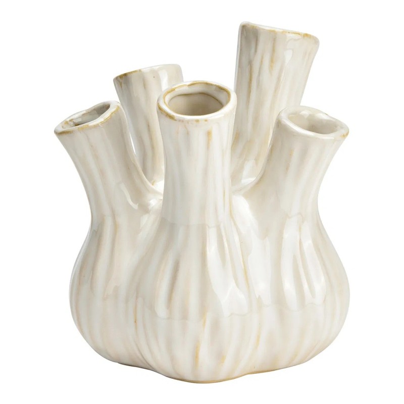 Vase design ail 13x16x13 cm blanc