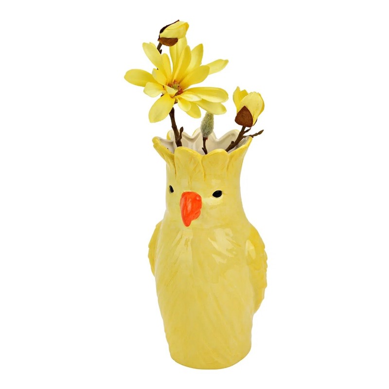 Vase en céramique Perroquet Jaune 13 x 25 x 13 cm