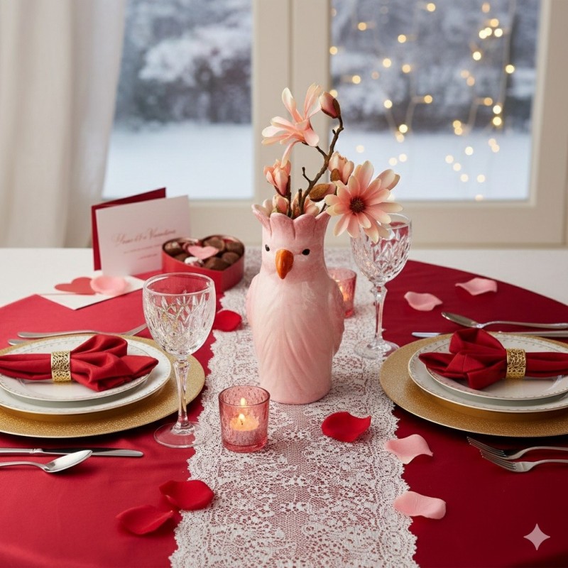 Vase en céramique Perroquet Rose 13 x 25 x 13 cm