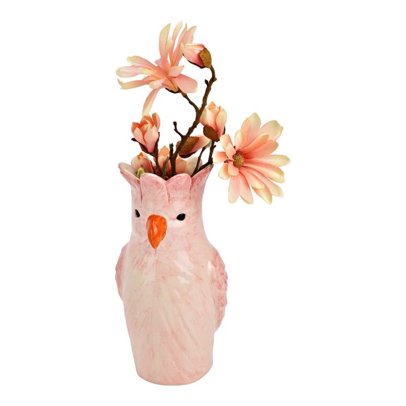 Vase en céramique Perroquet Rose 13 x 25 x 13 cm