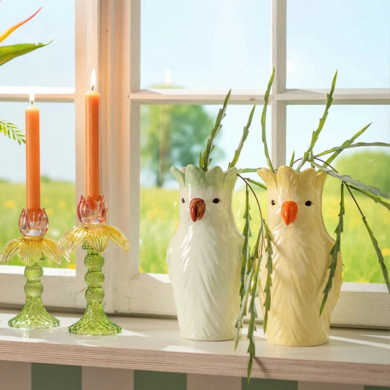 Vase en céramique Perroquet Vert 13 x 25 x 13 cm