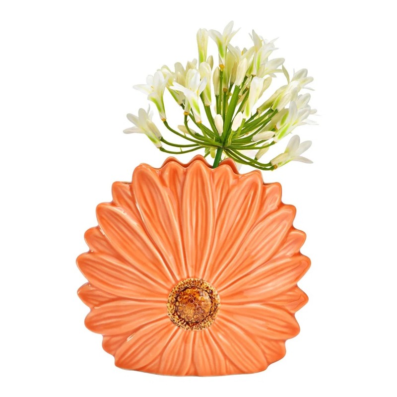 Vase en forme de fleur 17x16x7 cm orange