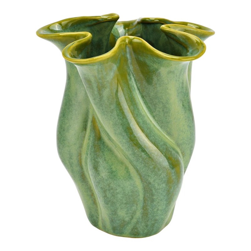 Vase en porcelaine Forme torsadée vert 16x19x14cm