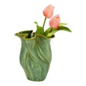 Vase en porcelaine Forme torsadée vert 16x19x14cm