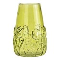 Vase en verre Motif floral en relief vert 15x22x15cm