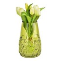Vase en verre Motif floral en relief vert 15x22x15cm