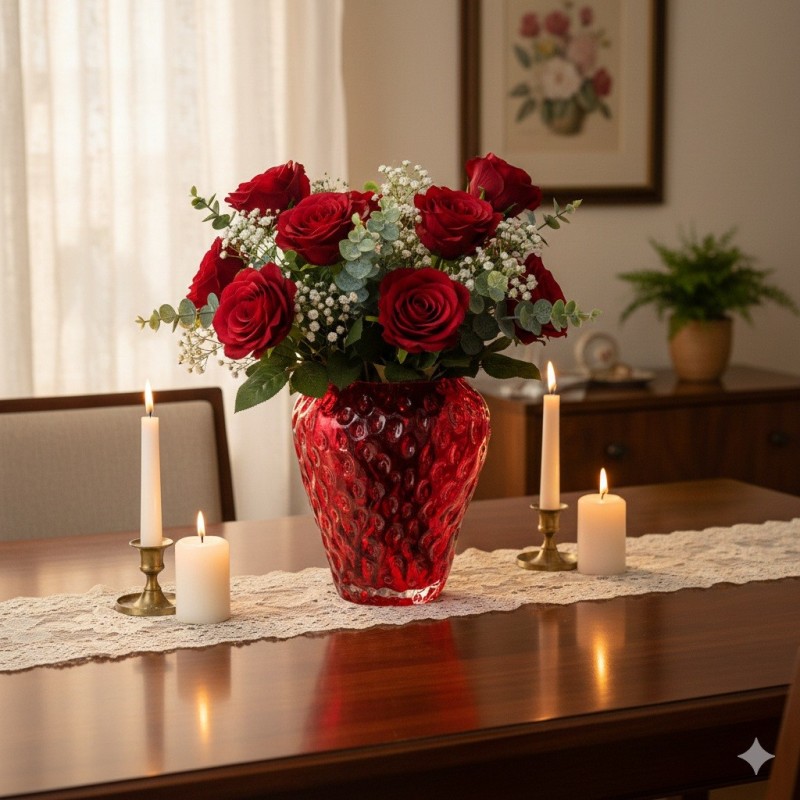 Vase Fraise en verre 15x16x15cm