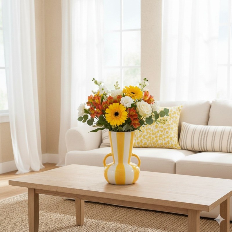 Vase raye jaune 11x16x11cm