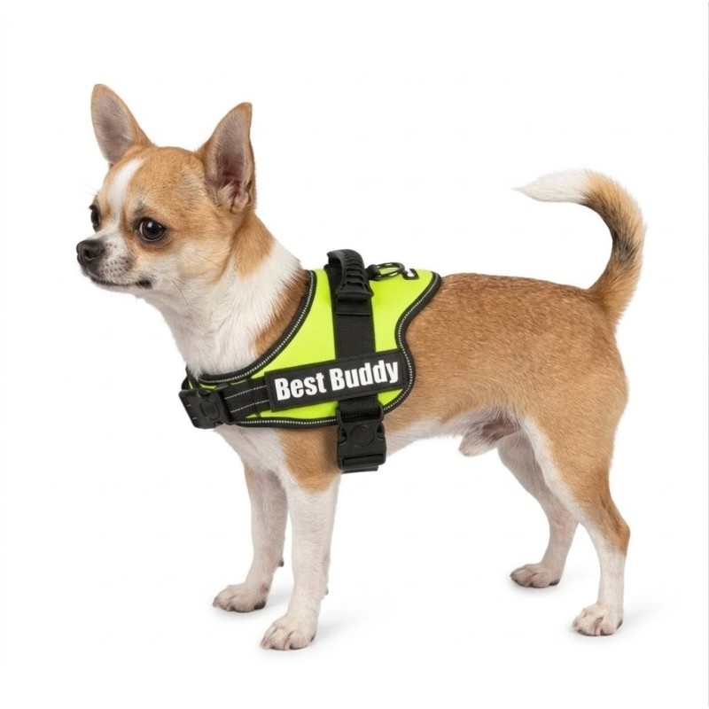 Harnais réglable pour chien Pluto vert fluo XS