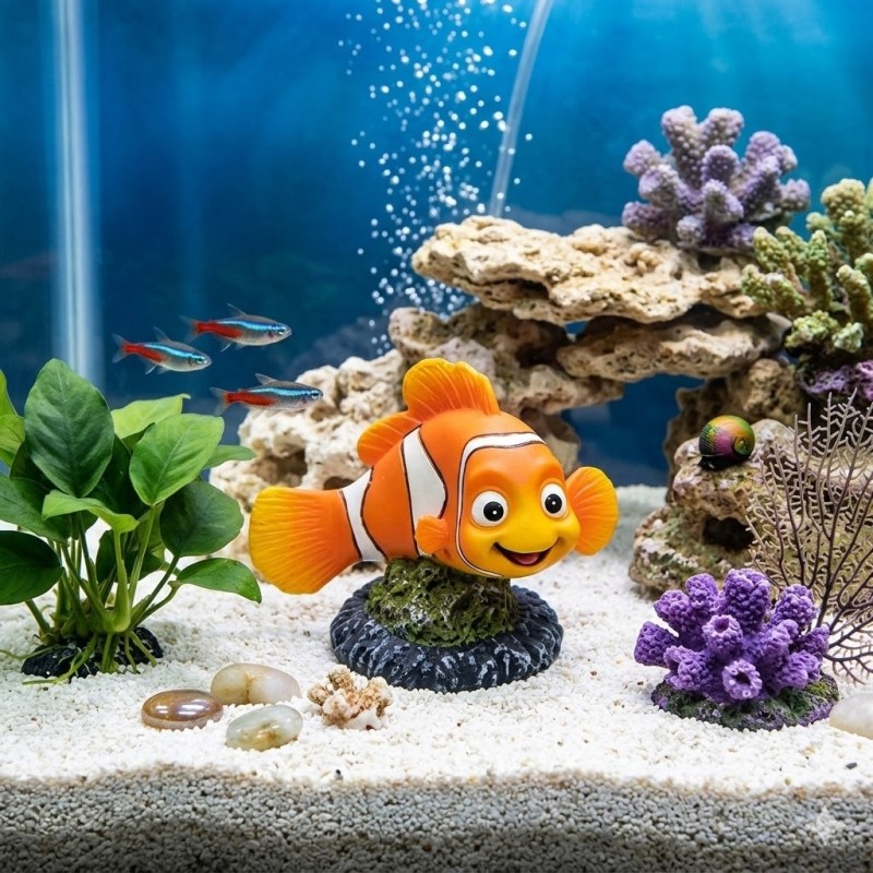 Décoration d’aquarium en polystone Poisson clown 8 cm