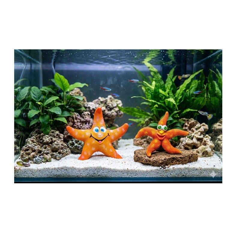 Décoration aquarium étoile de mer Leto en polyrésine 8 cm | Ornement poissons