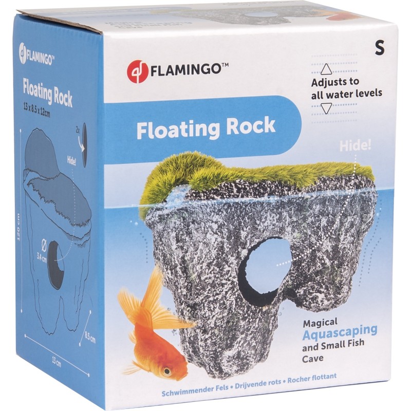 Décoration aquarium rocher flottant cachette poisson polyrésine