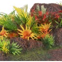 Décoration aquarium angle roches plantes colorées
