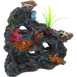 Décoration aquarium rocher corail avec cachettes pour poissons Koralia